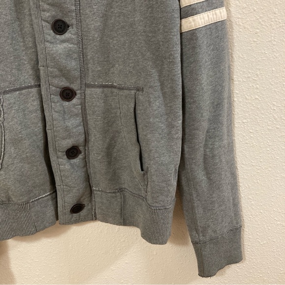 Abercrombie & Fitch Muscle Fit Hoodie Charcoal Button-Up Sweater Medium - Picture 5 of 14